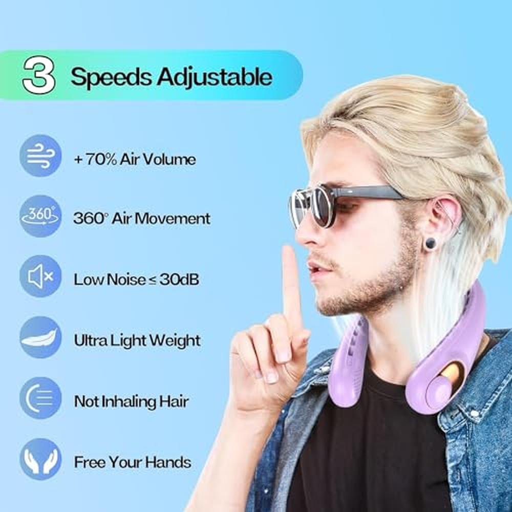 Neck Fan: KIDEE Bladeless Neck Fan Portable Rechargeable – Side View