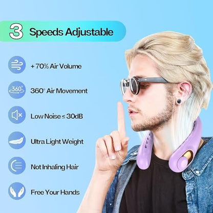 Neck Fan: KIDEE Bladeless Neck Fan Portable Rechargeable – Side View