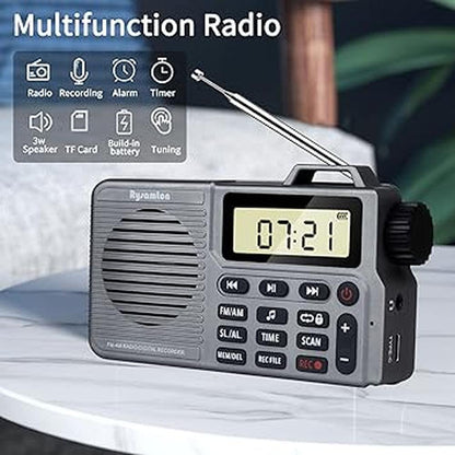 Radio Portable: Rysamton AM FM Radio Small Pocket Radio – Side View