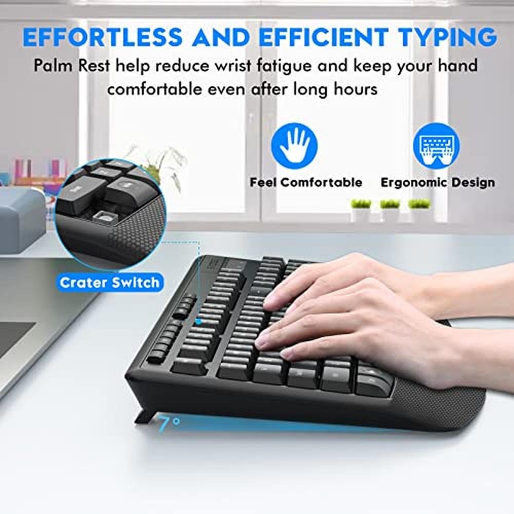 Wireless Keyboard Mouse: E-YOOSO 2.4GHz Full-Sized – Close-up Detail