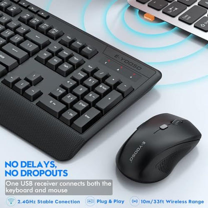 Wireless Keyboard Mouse: E-YOOSO 2.4GHz Full-Sized – In Use