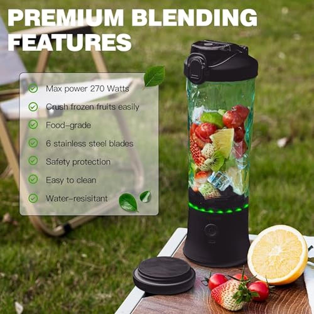 Blender Portable: Premium Waterproof 20 oz BPA-Free Blender – Side View