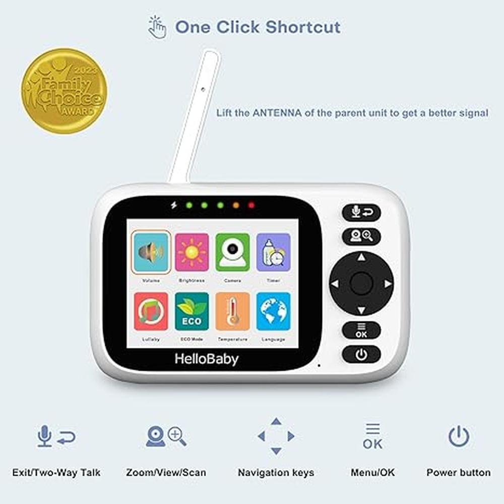 Baby Monitor: HelloBaby Baby Monitor with 3.2'' IPS Screen – Side View