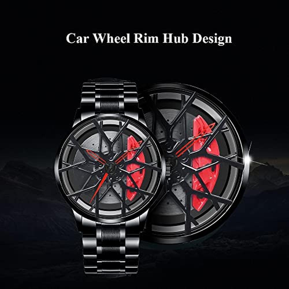 Car Wheel: BOYADKA Stainless Steel Japanese Quartz Wrist – Side View