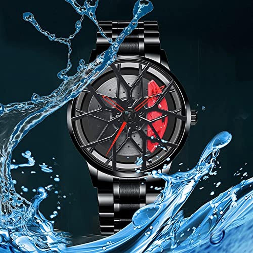 Car Wheel: BOYADKA Stainless Steel Japanese Quartz Wrist – Close-up Detail