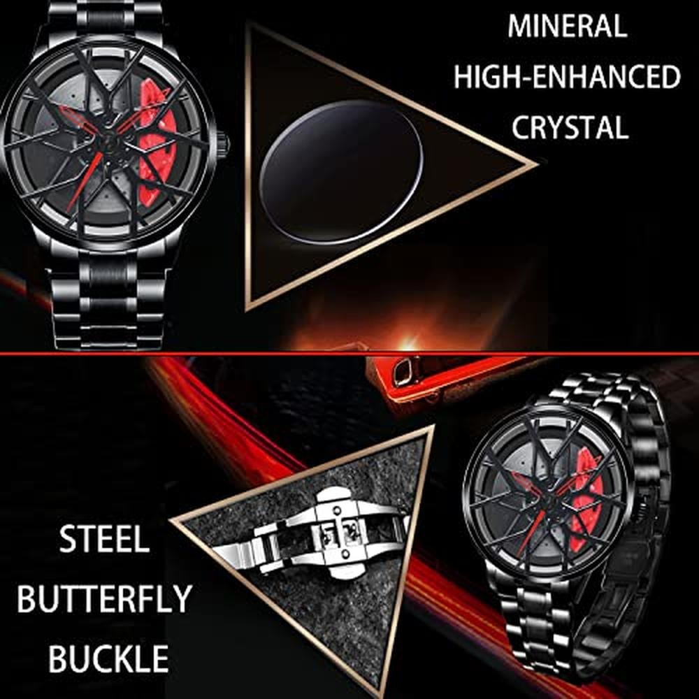 Car Wheel: BOYADKA Stainless Steel Japanese Quartz Wrist – In Use