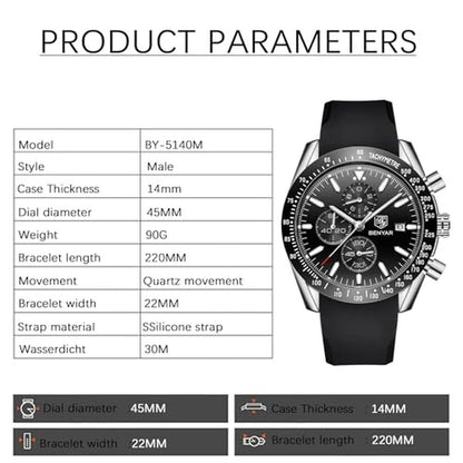 BENYAR Classic: BENYAR Fashion Quartz Chronograph Watch – Side View