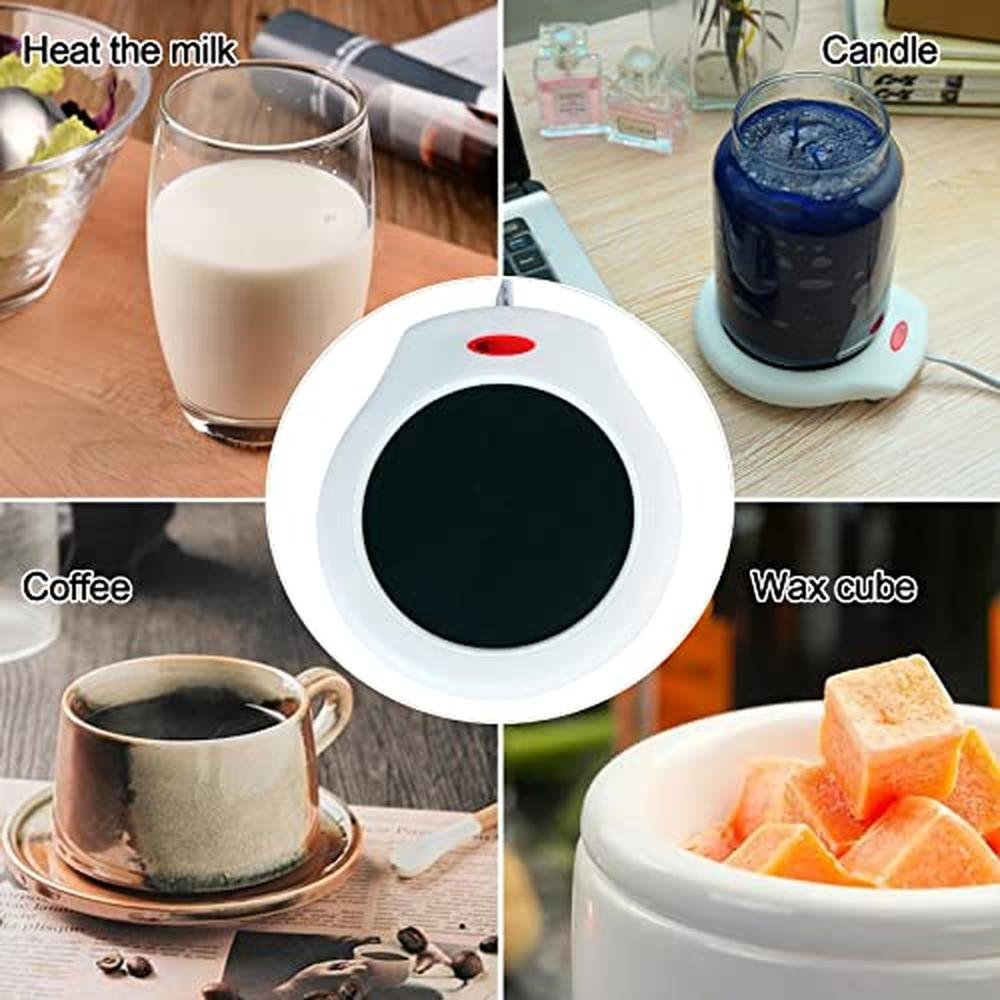 White Home Office Electric Mug Warmer – In Use