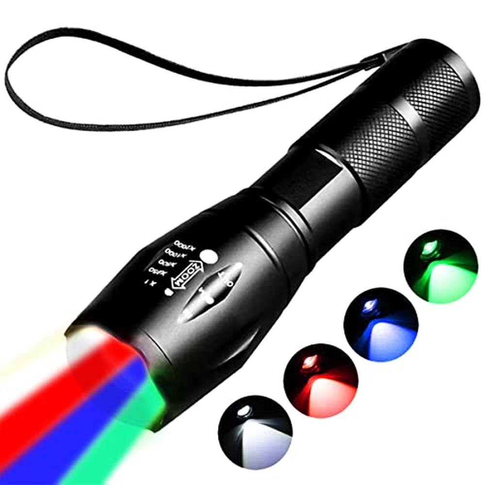 Red Flashlight: YZYOE Rechargeable 4-in-1 Green Light – Front View