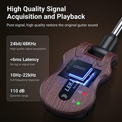 Guitar Transmitter: LEKATO Wireless Guitar System 5.8GHz – Side View