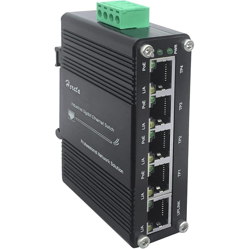 Industrial Gigabit Ethernet PoE+ Switch 5-Port – Front View