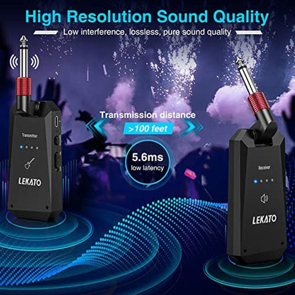 Guitar System: LEKATO 5.8G Wireless Guitar System Upgraded – Side View
