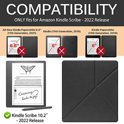 Kindle Scribe 2022 Case: Premium PU Leather Cover with Auto – Side View