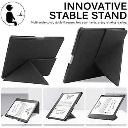 Kindle Scribe 2022 Case: Premium PU Leather Cover with Auto – Close-up Detail