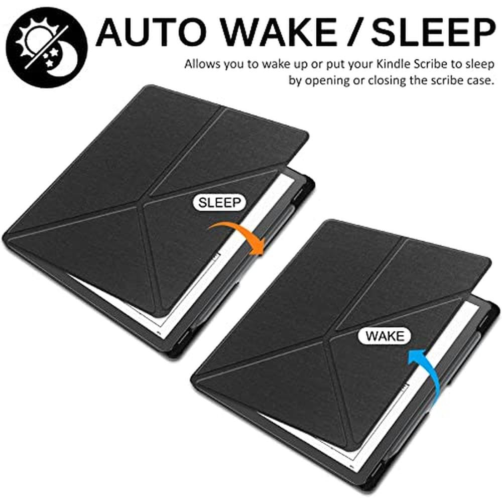 Kindle Scribe 2022 Case: Premium PU Leather Cover with Auto – In Use