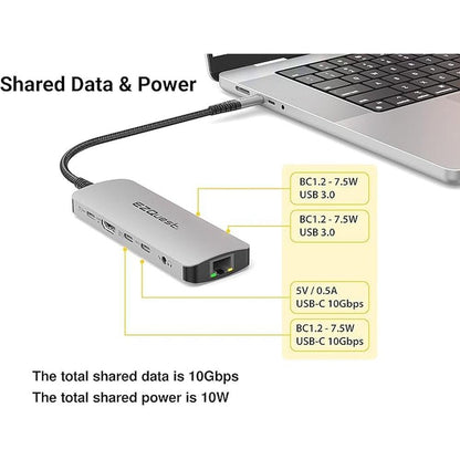 EZQuest USB-C Hub Docking Station 10 in 1 with 4K HDMI 60Hz – Close-up Detail