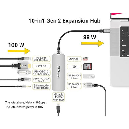EZQuest USB-C Hub Docking Station 10 in 1 with 4K HDMI 60Hz – In Use