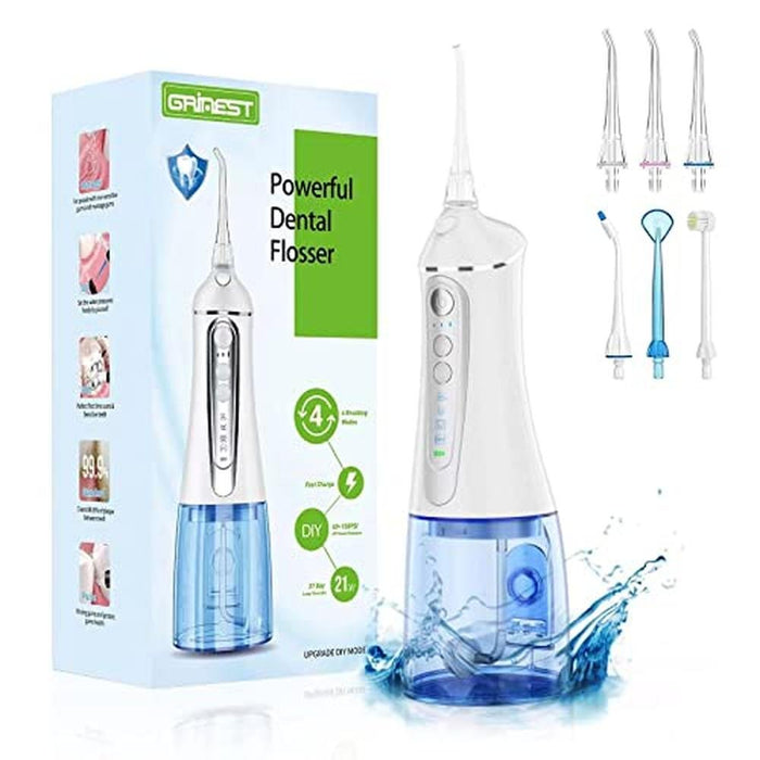 Dental Teeth Cleaner: Water Flosser Cordless 4 Modes 5 Jet – Front View