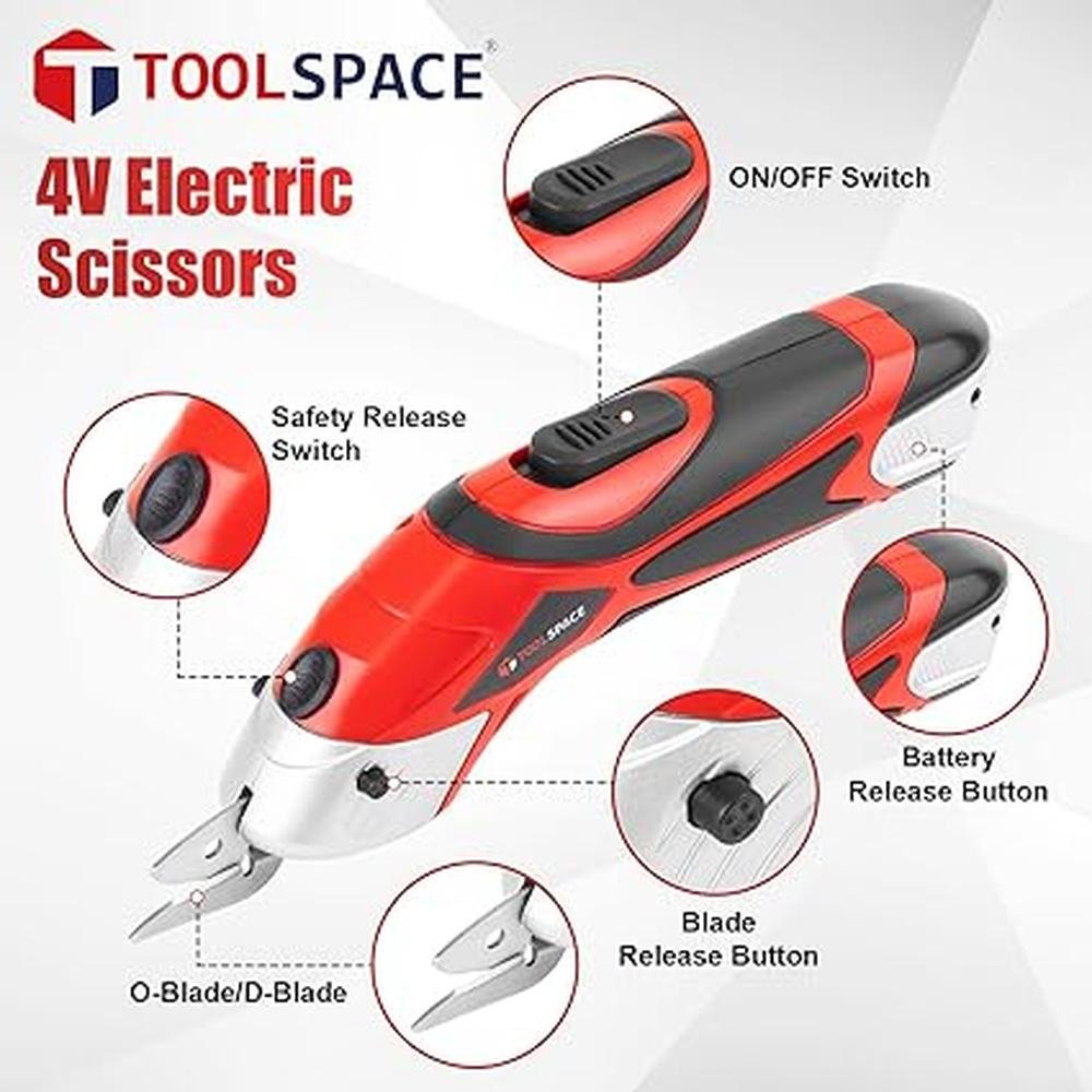 Electric Scissors: TOOLSPACE Cordless 4V Lithium-Ion – Side View