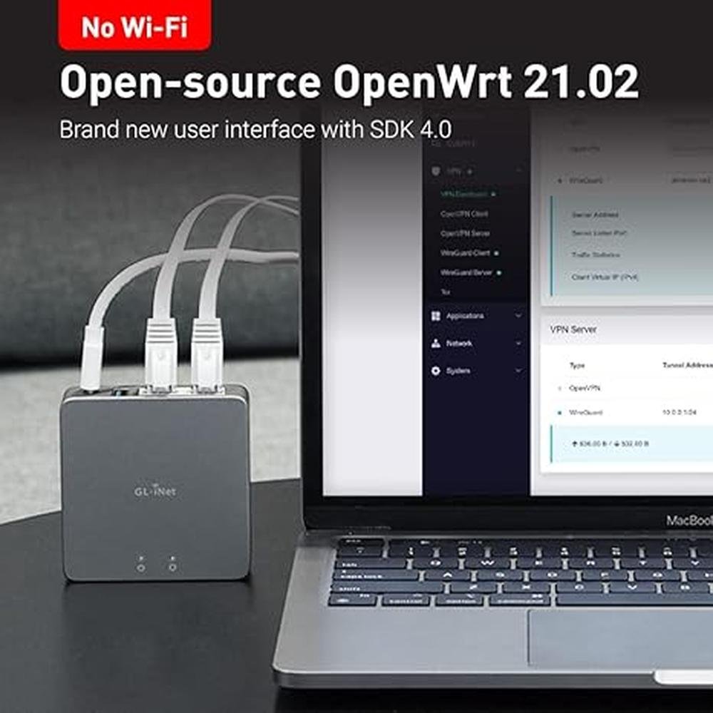 VPN Security: GL-Inet MT2500A Brume 2 Mini VPN Security – Side View