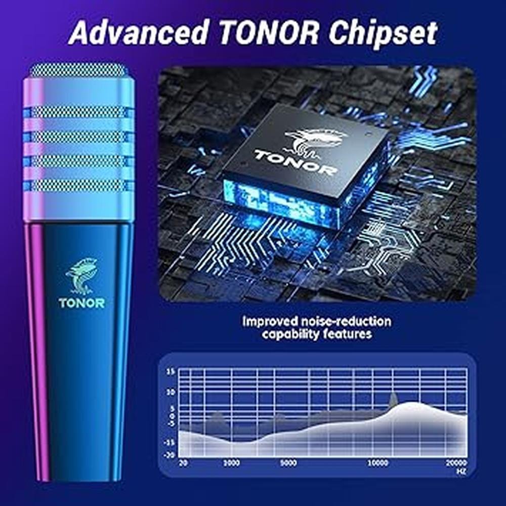 Mic Tonor TC30S: Tonor USB Gaming Microphone with RGB – Side View