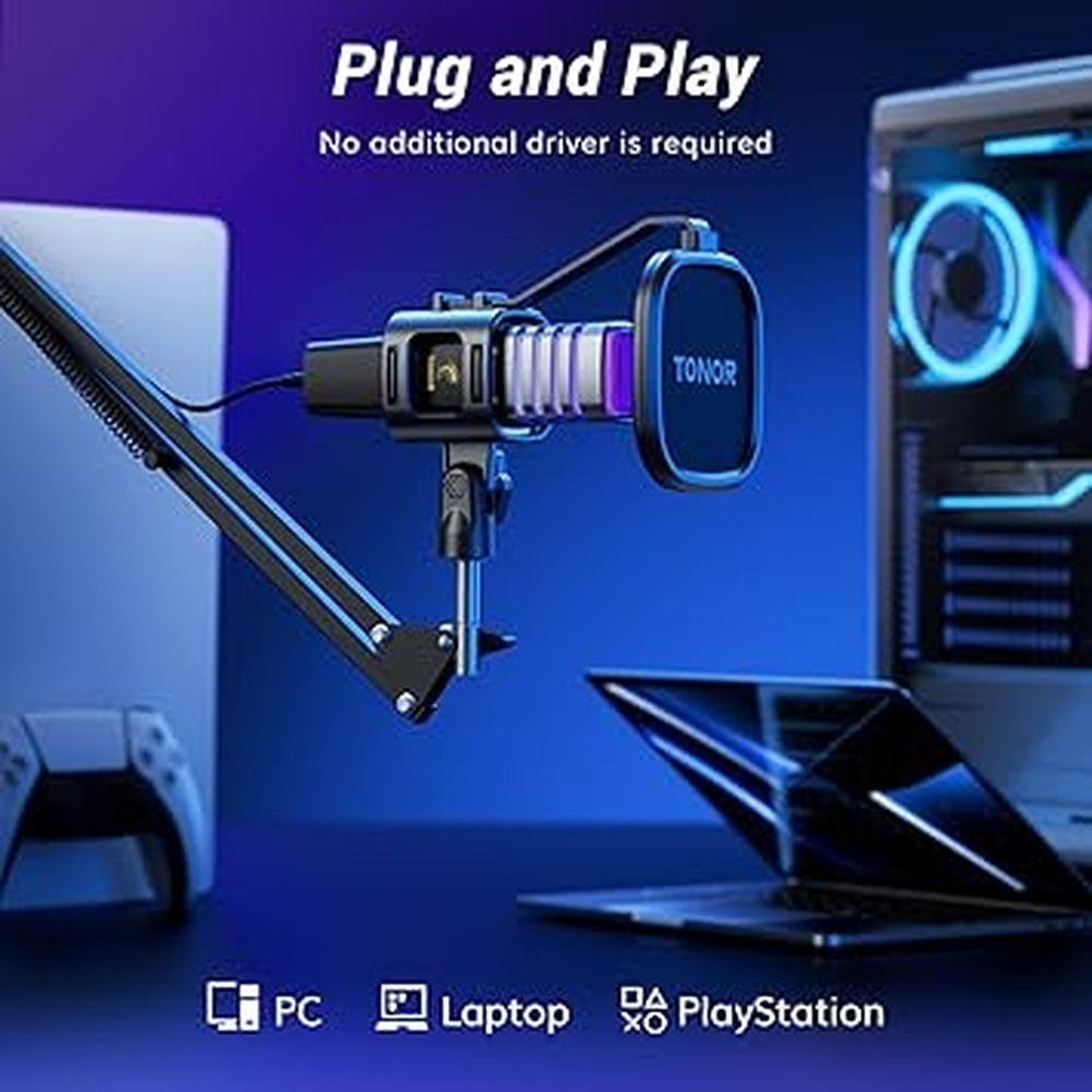 Mic Tonor TC30S: Tonor USB Gaming Microphone with RGB – In Use