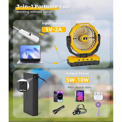 Fan Battery: 36000mAh Portable Camping Fan 150hrs – Close-up Detail
