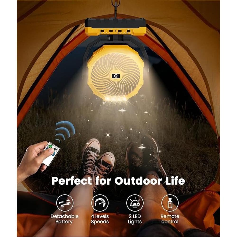 Fan Battery: 36000mAh Portable Camping Fan 150hrs – In Use