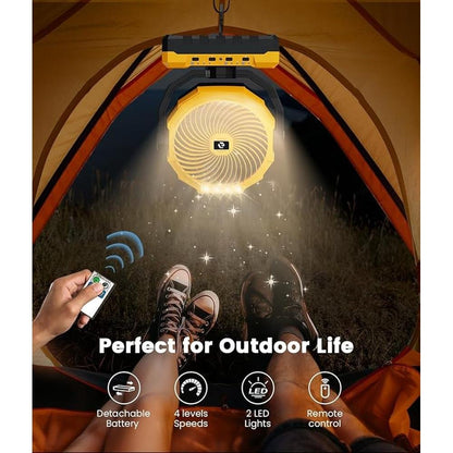 Fan Battery: 36000mAh Portable Camping Fan 150hrs – In Use