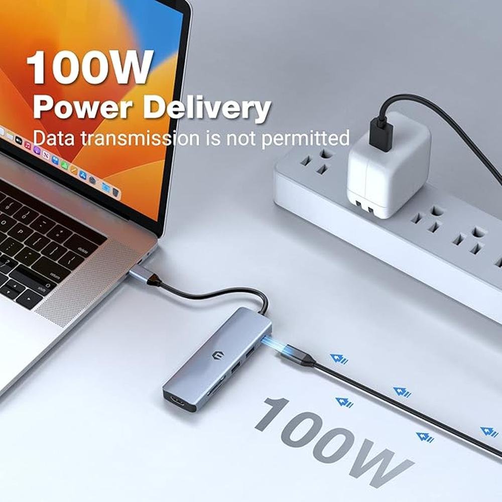 USB C Hub: USB C Adapter 6 in 1 – Close-up Detail
