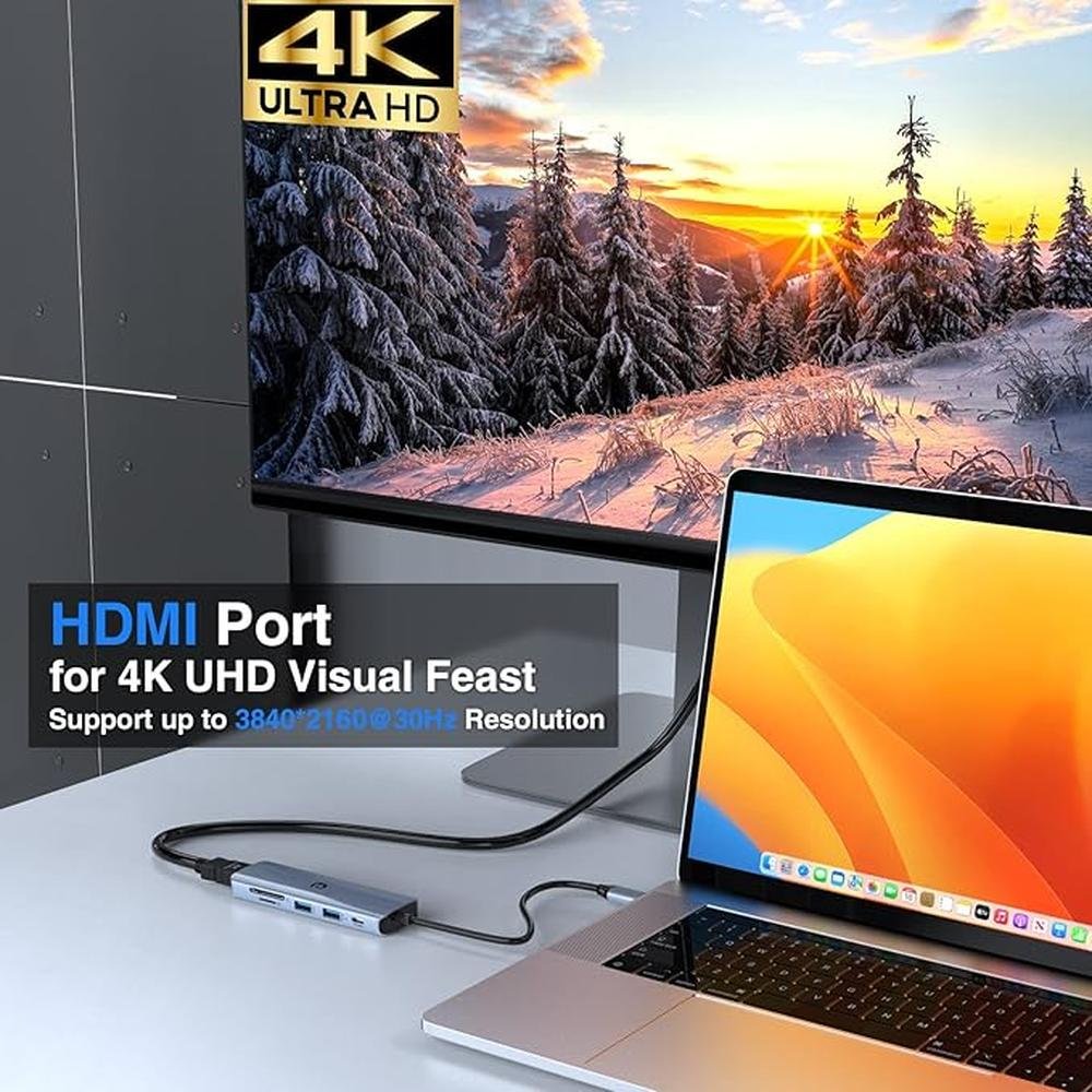 USB C Hub: USB C Adapter 6 in 1 – In Use