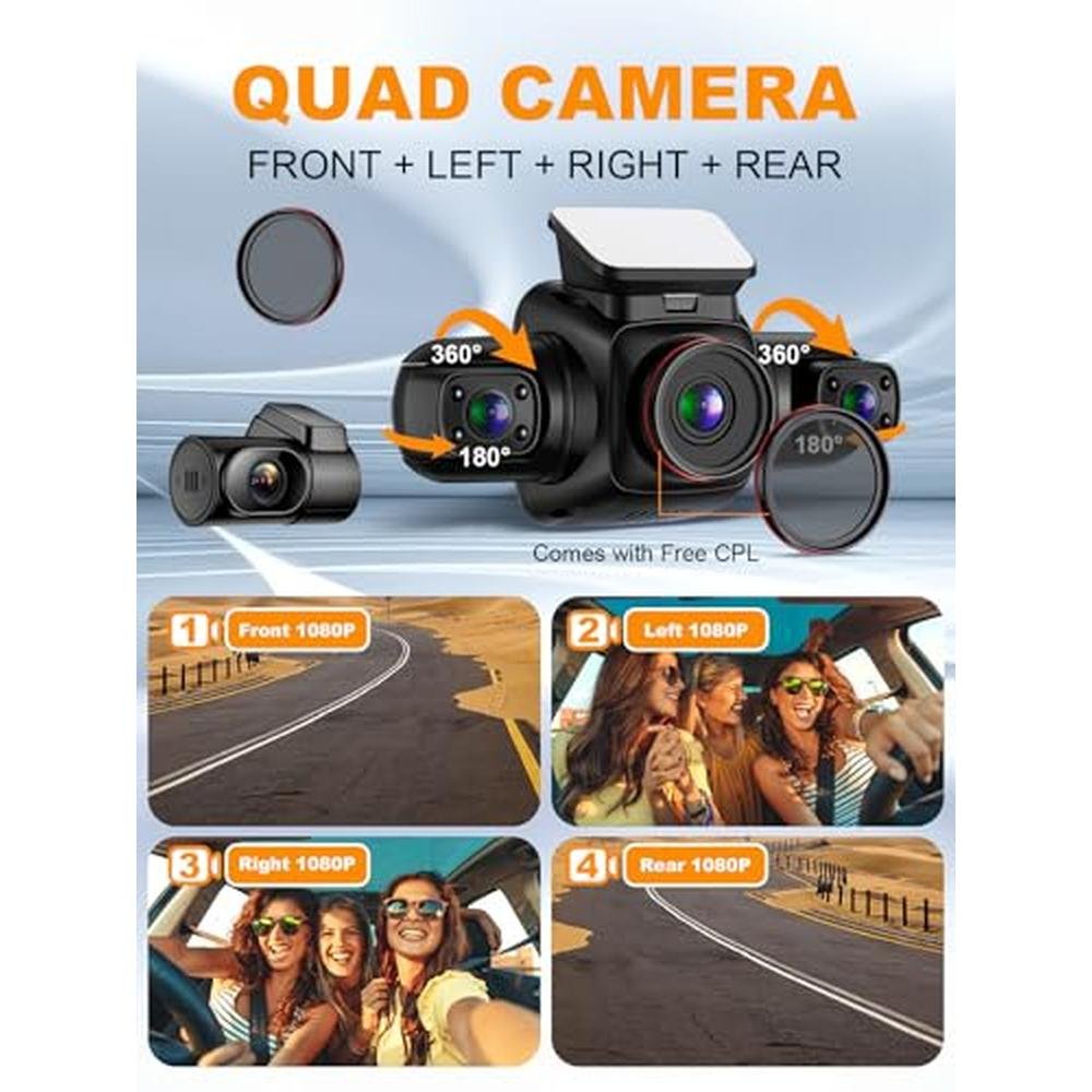 Pruveeo 360 Degree View 4 Channel Dash Cam – Close-up Detail