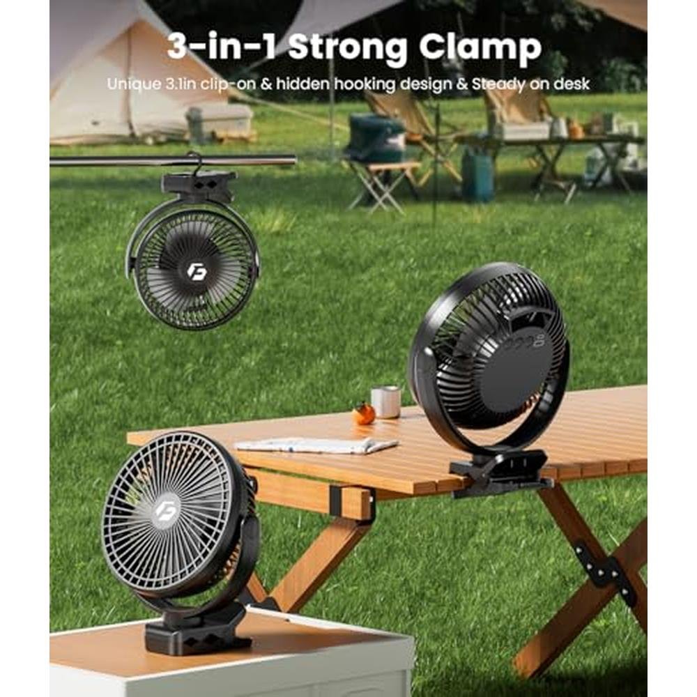 Korbot Clip: Korbot 8 Inch Clip-on Fan 12000mAh Portable – Close-up Detail
