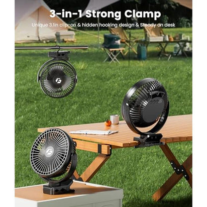 Korbot Clip: Korbot 8 Inch Clip-on Fan 12000mAh Portable – Close-up Detail