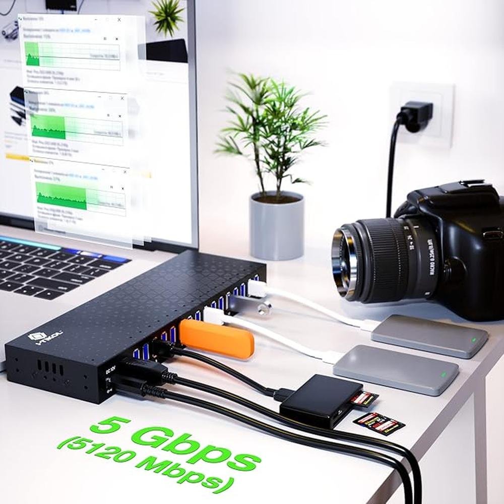 USB 3 0 Hub: 16 Ports Powered USB Hub – Side View