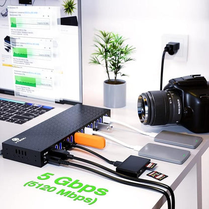 USB 3 0 Hub: 16 Ports Powered USB Hub – Side View