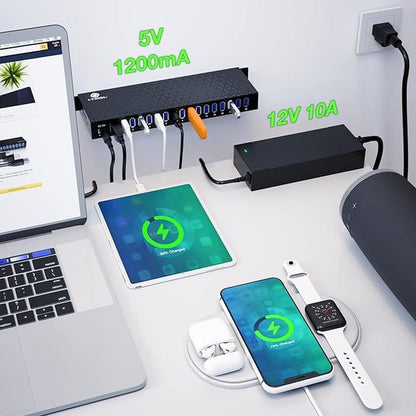 USB 3 0 Hub: 16 Ports Powered USB Hub – Close-up Detail