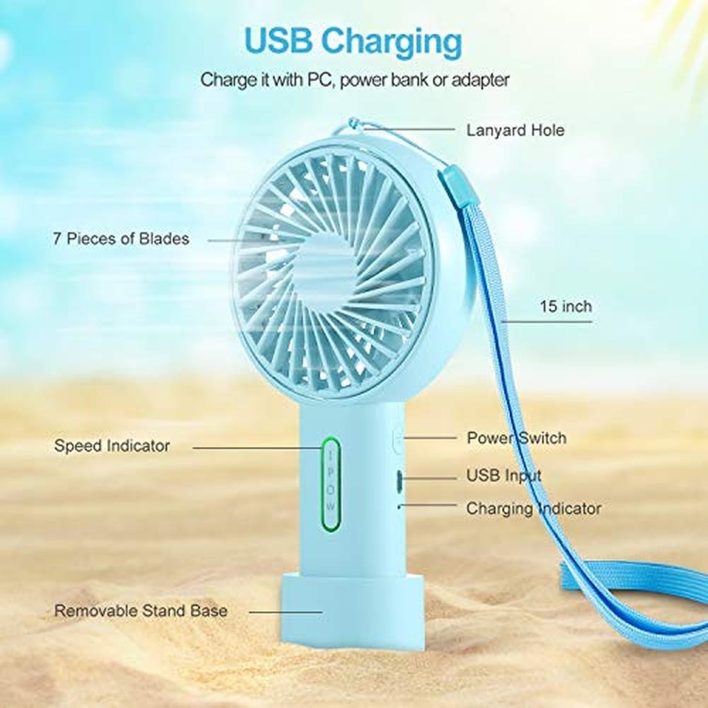 iPow Mini Portable Fan: 3-Speed Adjustable Angle USB – Close-up Detail