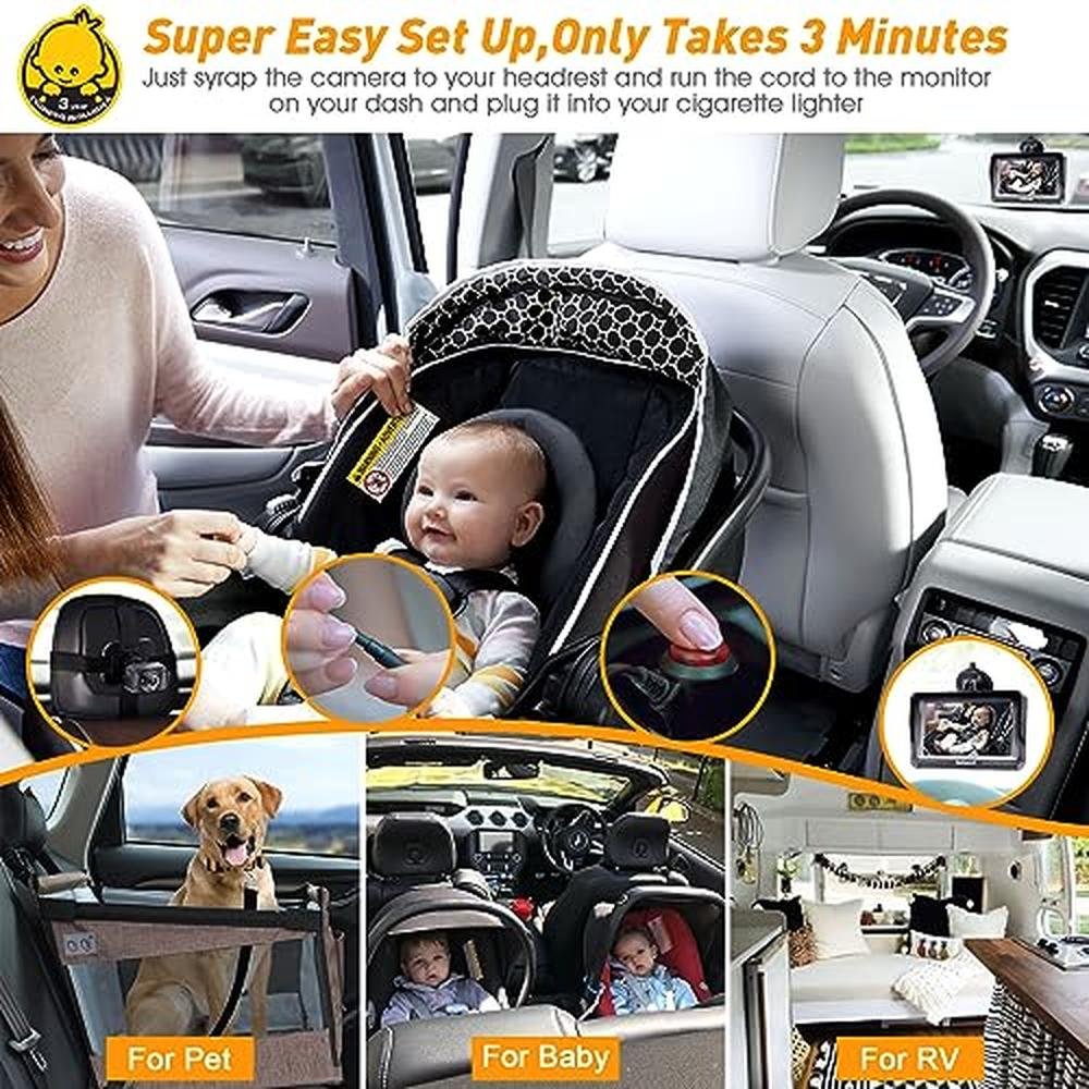 Baby Car Camera HD 1080p Rear Facing Car Baby Monitor with – Side View