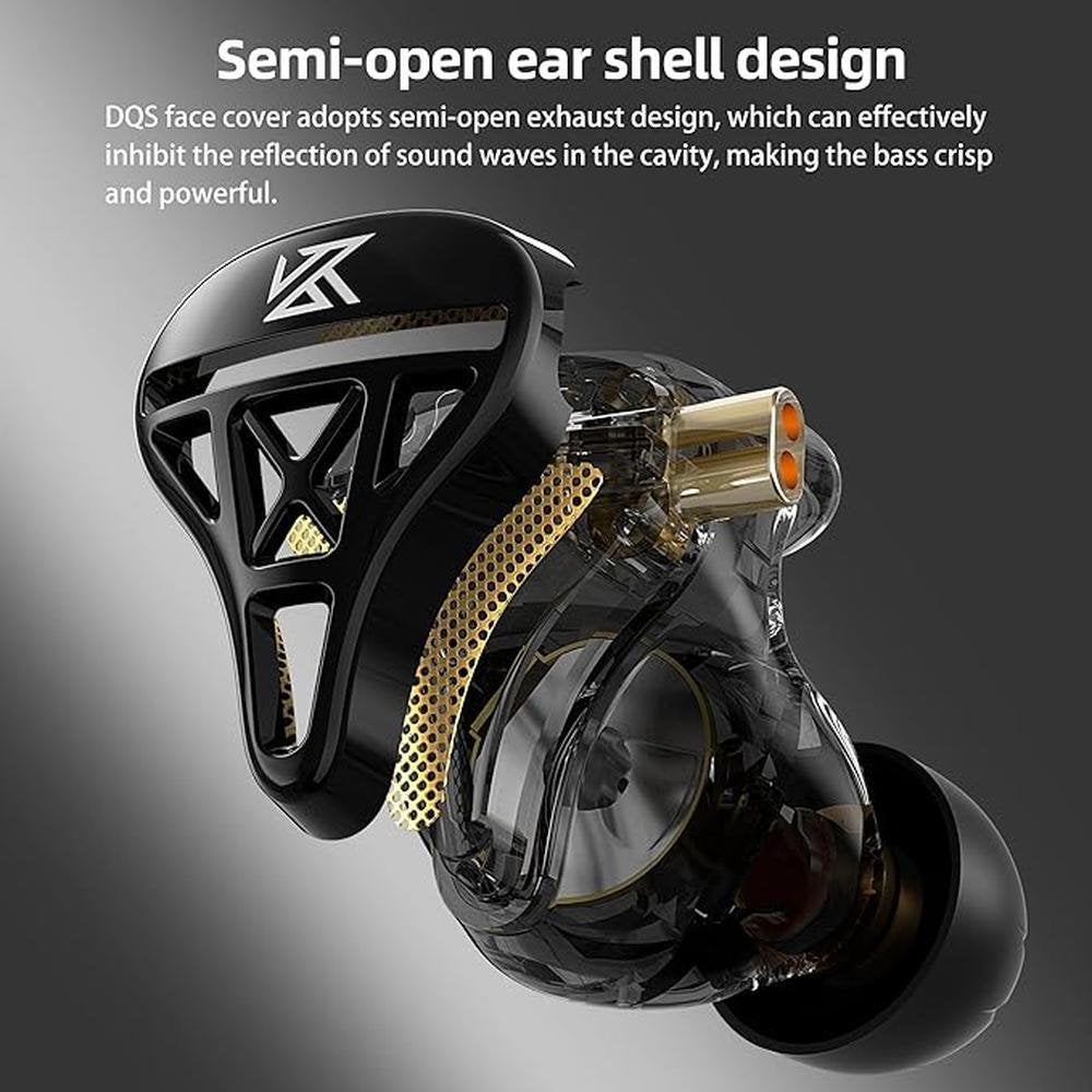 KZ DQS Dynamic Driver Semi-Open HiFi Sound in-Ear – Side View