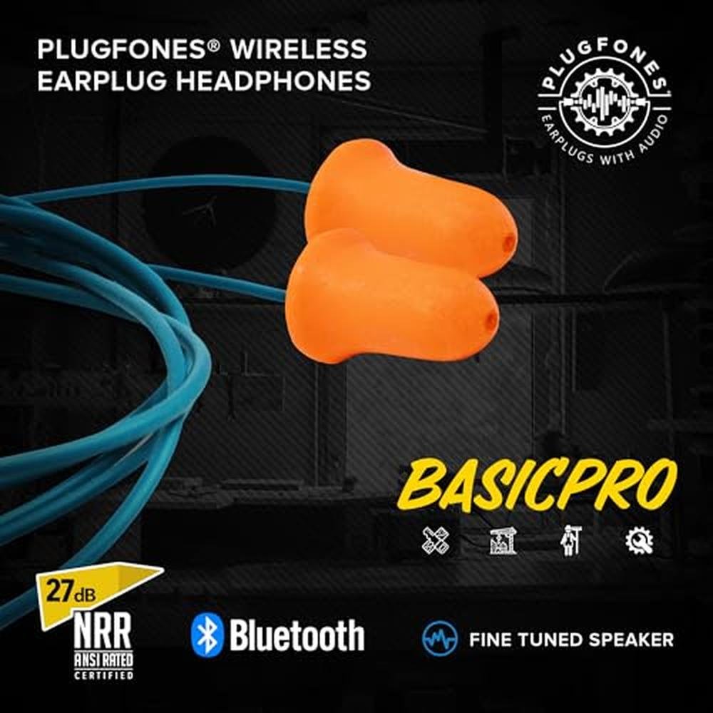 Plugfones Basic Pro: Wireless Bluetooth Foam Earplug – Side View