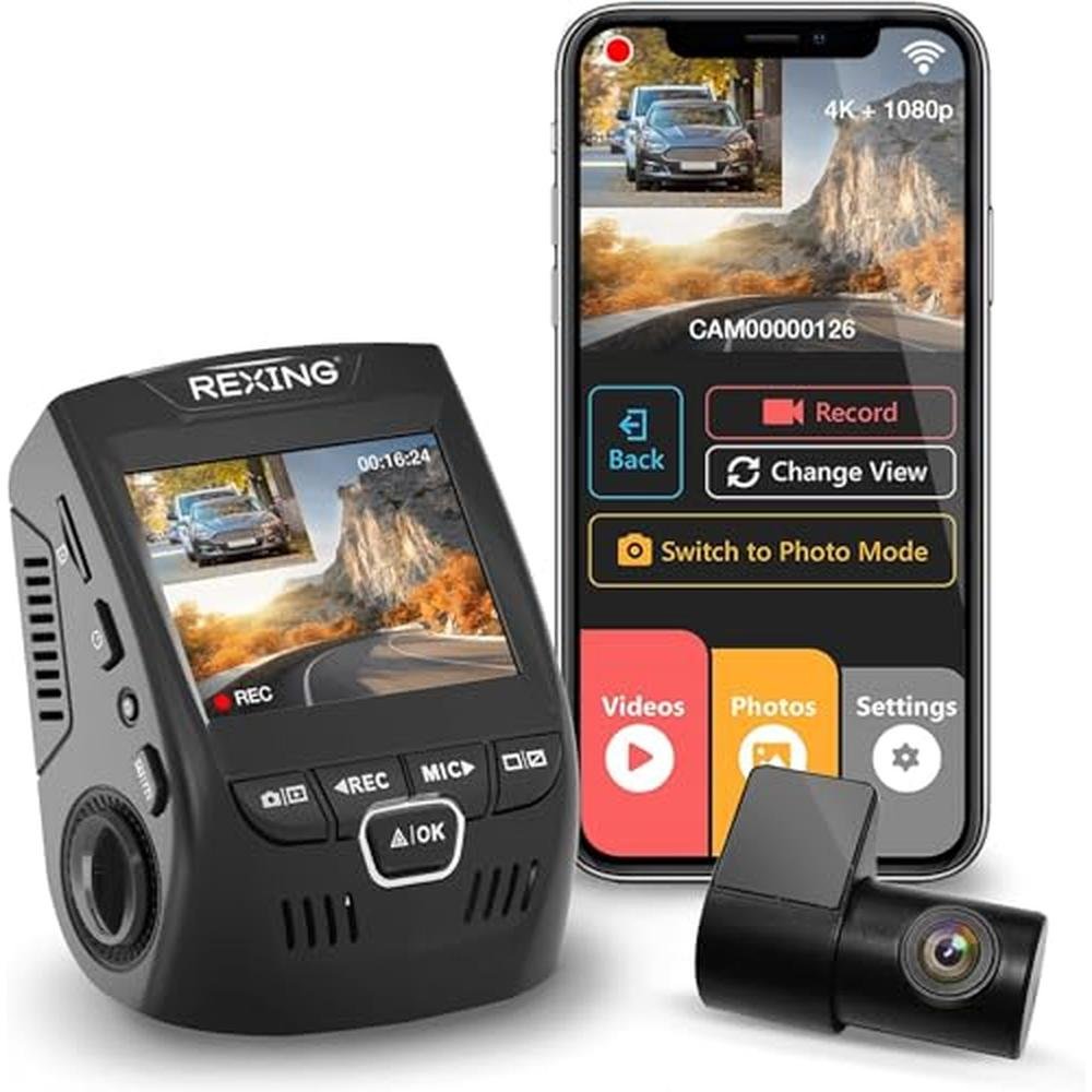 RexingUSA V1P 4K Dual Channel Dash Cam – Front View
