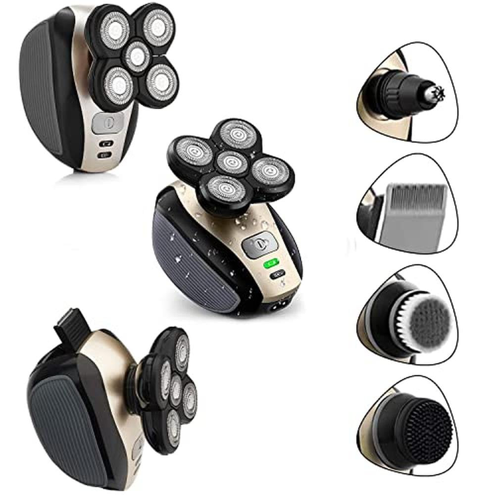 Electric Shaver for Bald Men: Waterproof Cordless Rotary – Close-up Detail
