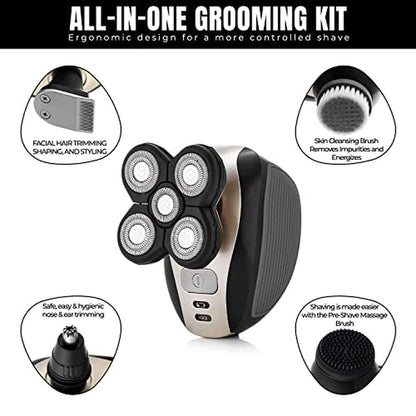 Electric Shaver for Bald Men: Waterproof Cordless Rotary – In Use