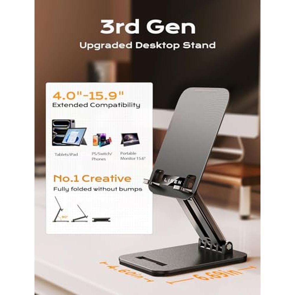 iPad Stand: LISEN Tablet Stand Holder Desk Foldable – Side View