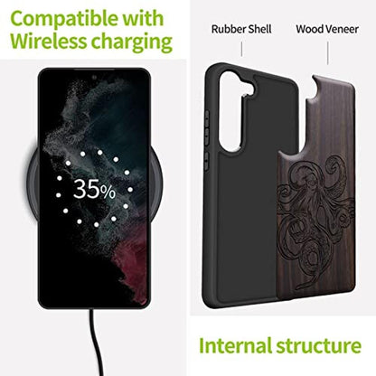 Wood Case: Carveit Galaxy S23 Natural Wood Black Soft TPU – Packaging