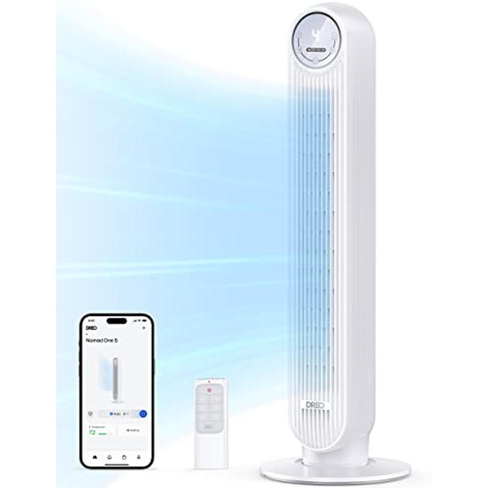Dreo Tower Fan: Smart Standing Fan with 90-Degree – Front View