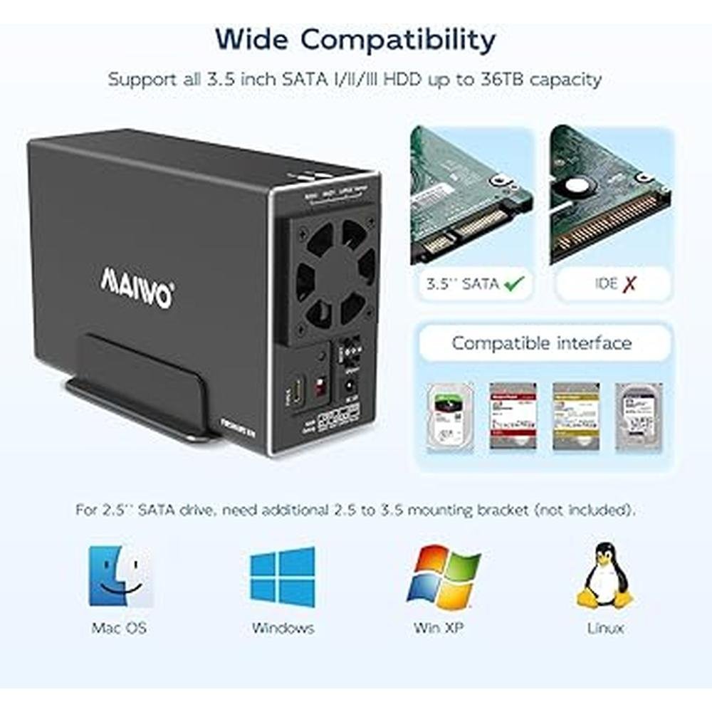MAIWO Dual Bay RAID Enclosure – In Use