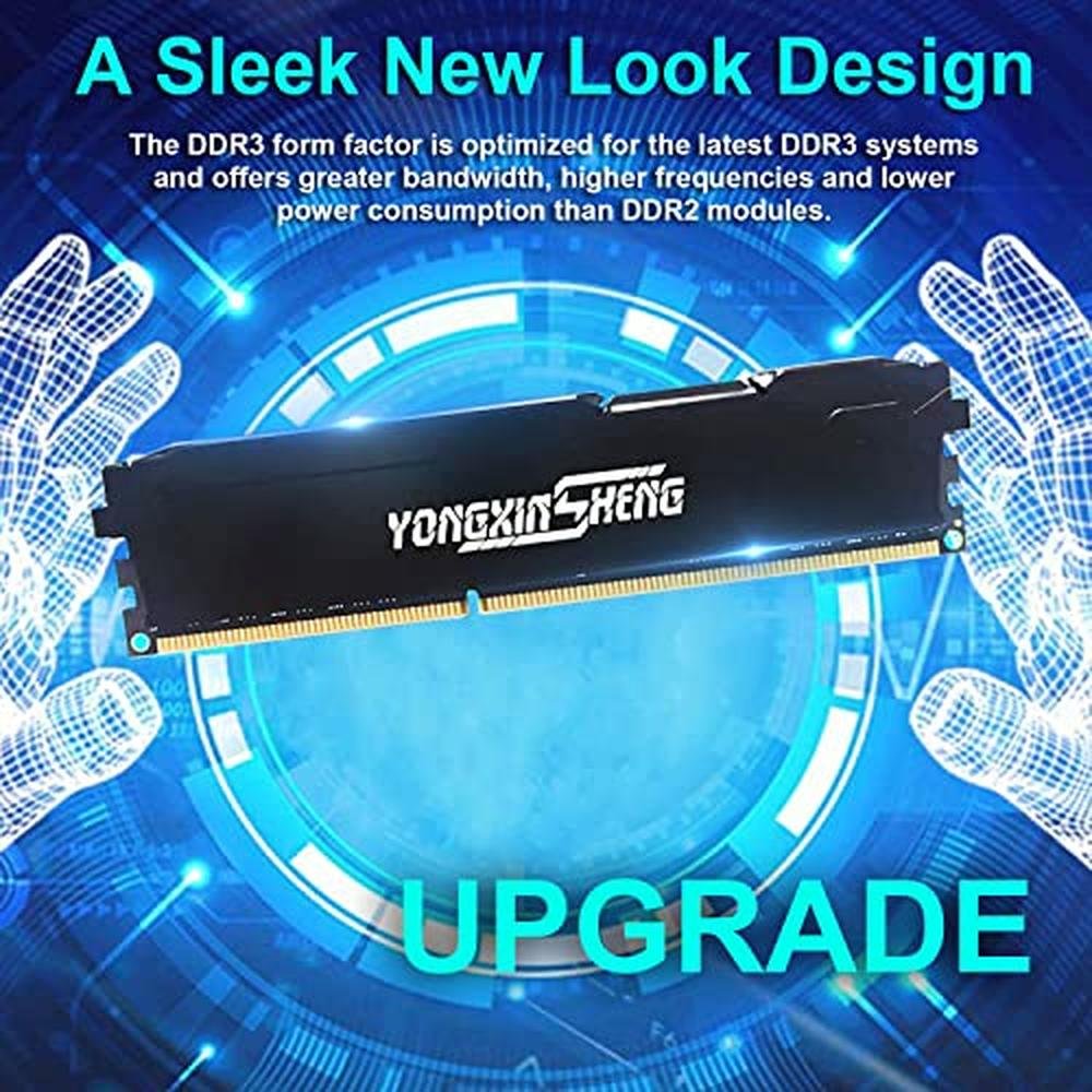 Yongxinsheng DDR3: 32GB Kit 8GBx4 Desktop RAM 1866MHz – Side View