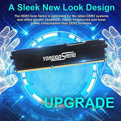 Yongxinsheng DDR3: 32GB Kit 8GBx4 Desktop RAM 1866MHz – Side View